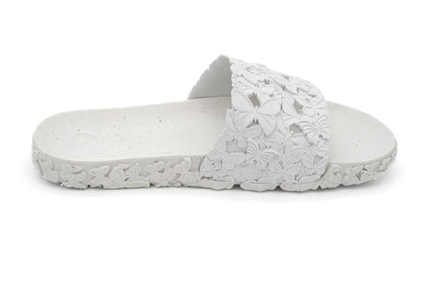 comfortable white slide sandals